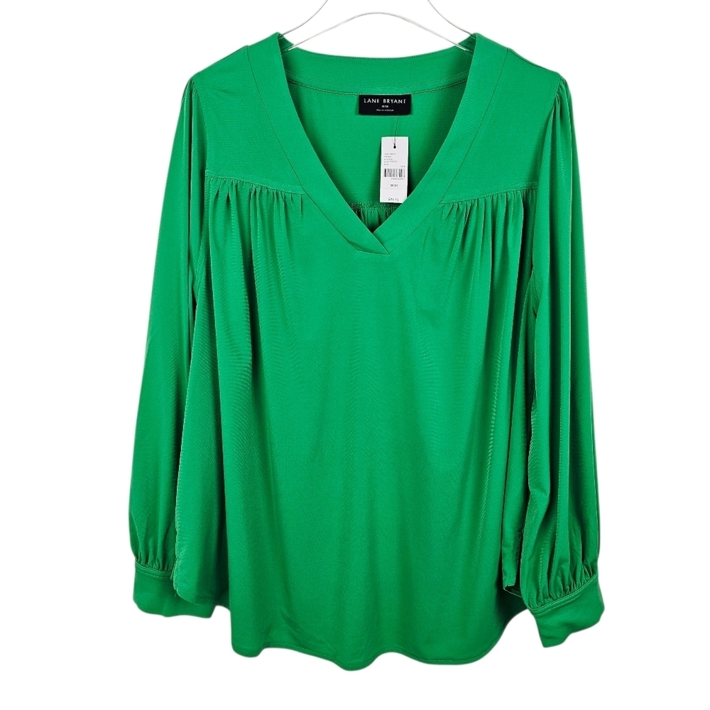 Lane Bryant Kelly Green Pleated Shirt NWT